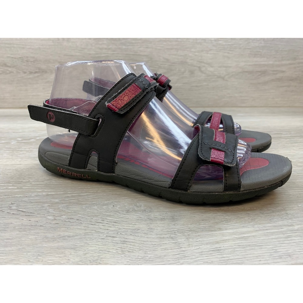 Merrell Women's Black Beet Red Performance Strappy Hiking Sandals 8 Trail Shoes
